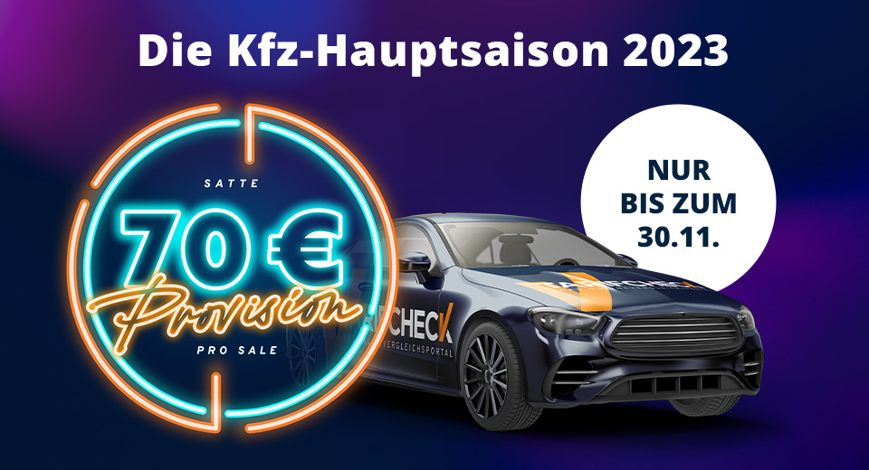 Jetzt Kfz-Versicherung bewerben! 70,00 € Provision pro Sale!