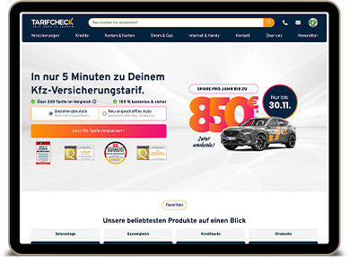 Kfz Versicherung auf Tarifcheck.de mit dem ipad